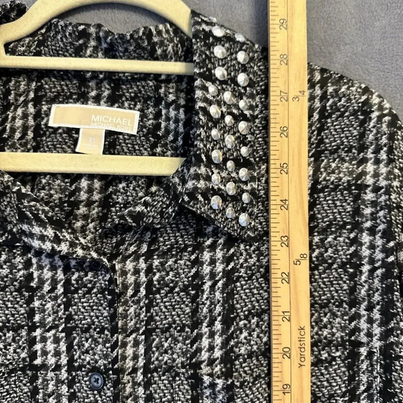 Michael Michael Kors Button Up Top Studded Snake Semi Sheer Blouse Plus Size 3X - Picture 7 of 8
